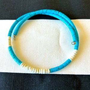 Turquoise and white shell choker